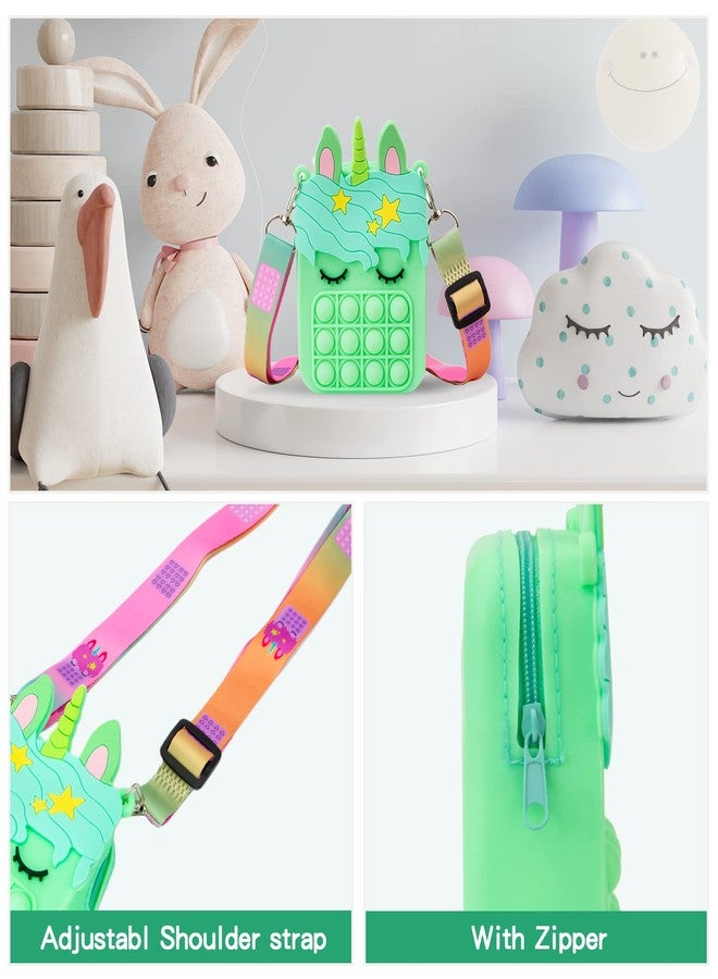 civan Unicorn Pop It Purse Fidget Toys for Girls, Kids Pop Sensory Popper Toy for ADHD Anxiety, Unicorn Birthday Gifts (Small Light Green, Small) - Image 5